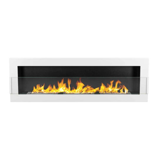 NovaFlame Wall Mount Biofuel Fireplace 1200x400 - Gloss White - Glass