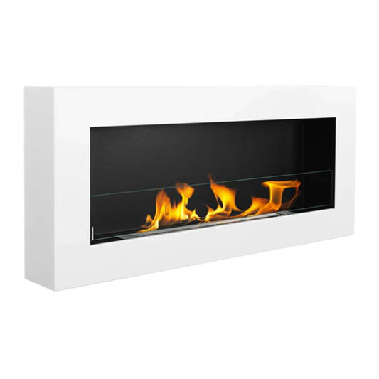 NovaFlame Wall Mount Biofuel Fireplace 900x400 - Gloss White - Glass