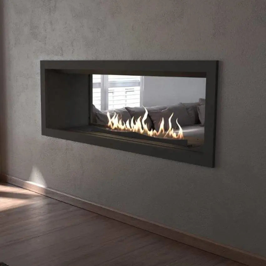 Flueless Gas Fireplace, Double Sided Built-In, Black - MultiFire - Fireplace Specialists