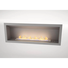 Flueless Gas Fireplace, Single Sided Built-In, Stainless Steel with stones