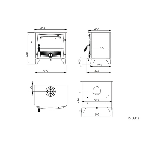 Henley Druid Fireplace 16kW - Freestanding Fireplaces