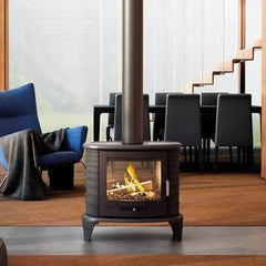 Kratki K8T - Double Sided Glass - Wood, Cast Iron, Freestanding Fireplace