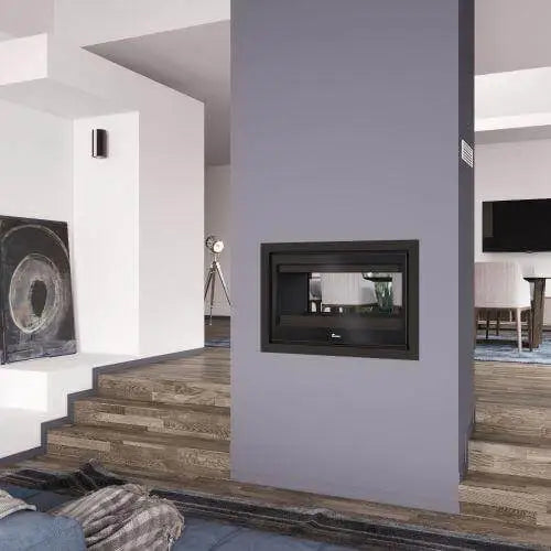 Lacunza Nickel 800- 12kW Double Sided Built-In, Wood Burning Fireplace