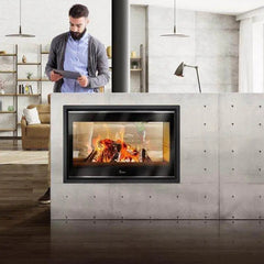 Lacunza Nickel 800- 12kW Double Sided Built-In, Wood Burning Fireplace