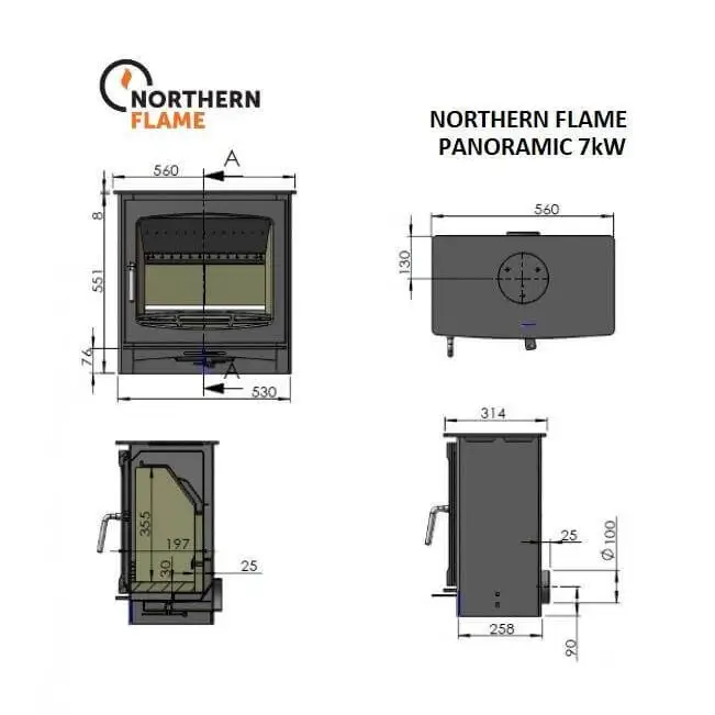 Northern Flame - Panoramic Fireplace, 7kW - MultiFire - Fireplace Specialists