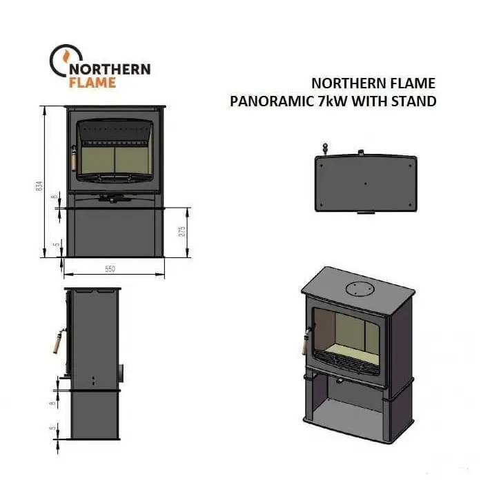 Northern Flame - Panoramic Fireplace, 7kW + Stand - MultiFire - Fireplace Specialists