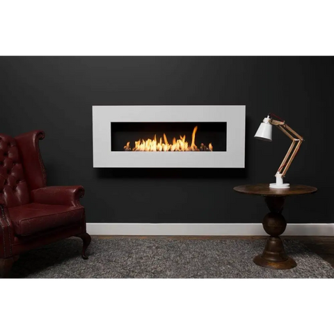 Wall Mounted Bio Fuel Fireplace, Built-In, White Frame - MultiFire - Fireplace Specialists